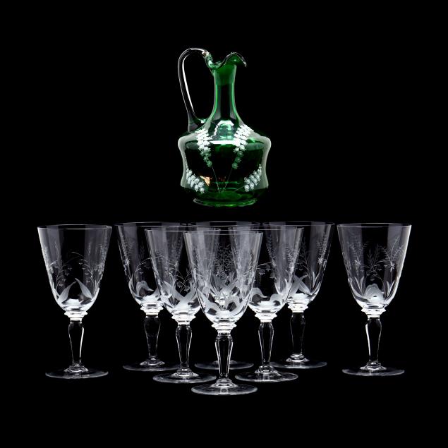 a-vintage-grouping-of-lily-of-the-valley-glassware