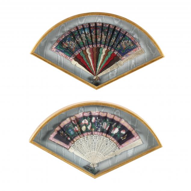 two-antique-framed-chinese-painted-fans