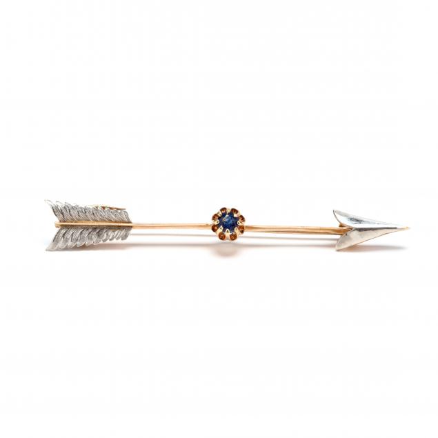 late-victorian-platinum-topped-gold-sapphire-arrow-brooch