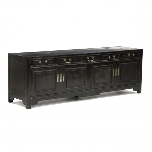 baker-chinese-style-black-lacquered-low-cabinet