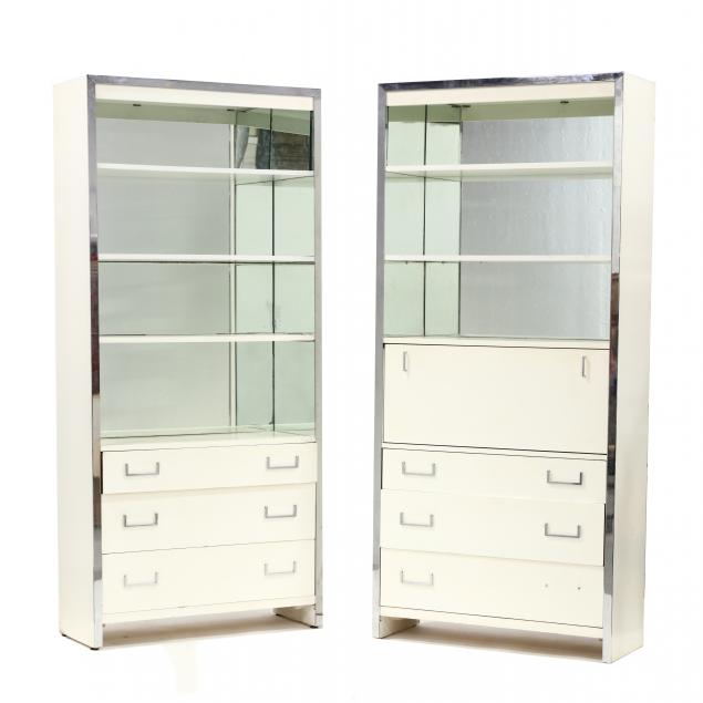 pair-of-milo-baughmann-style-mirrored-and-lacquered-cabinets