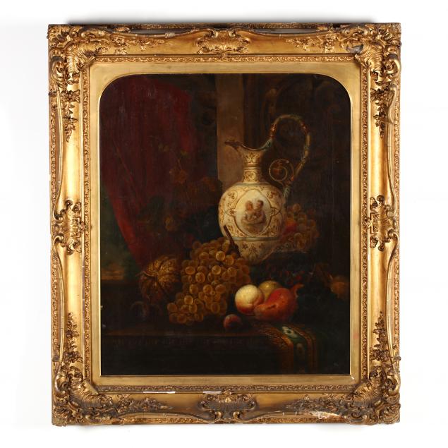 a-large-victorian-still-life-painting-of-fruit-with-china-ewer