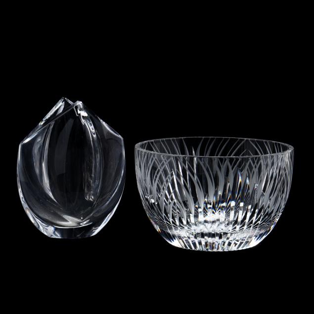 modernist-glass-bowl-and-baccarat-vase