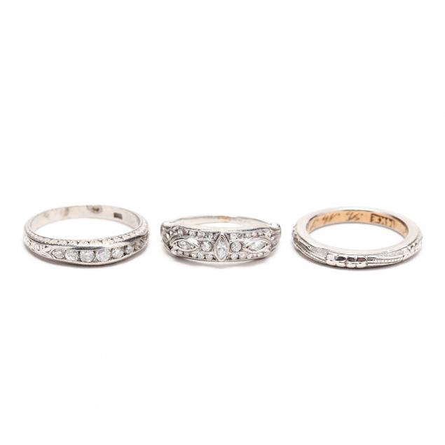 three-antique-platinum-bands