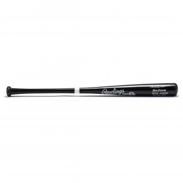 reggie-jackson-autographed-black-big-stick-bat-with-coa