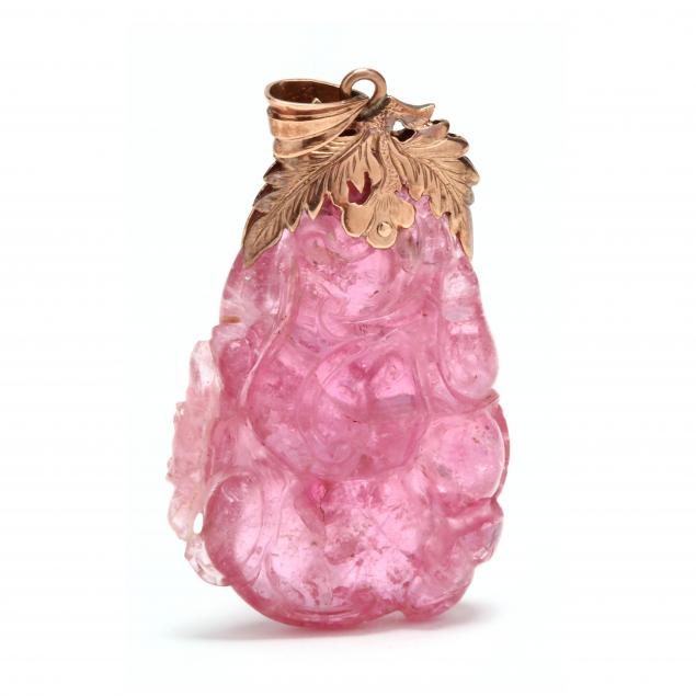 14kt-rose-gold-and-carved-pink-tourmaline-pendant