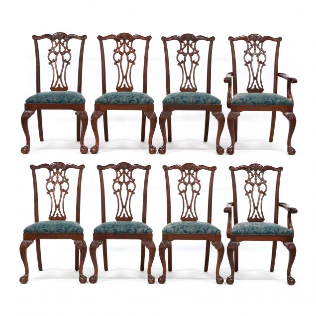 ethan-allen-set-of-eight-chippendale-style-mahogany-dining-chairs