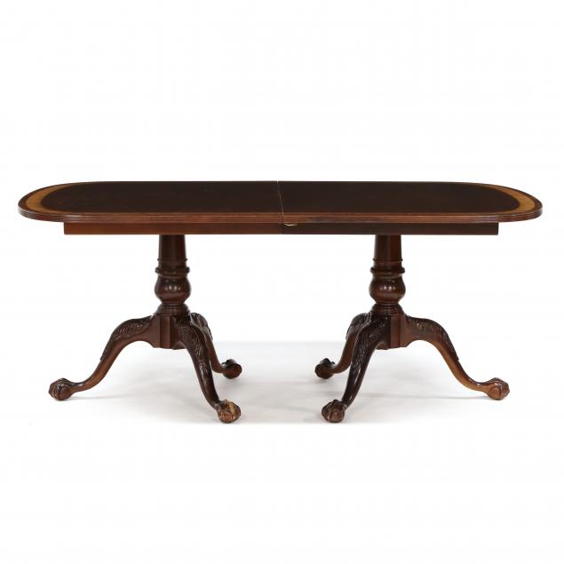 ethan-allen-georgian-style-double-pedestal-banded-dining-table