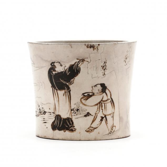 a-large-chinese-stoneware-brush-pot