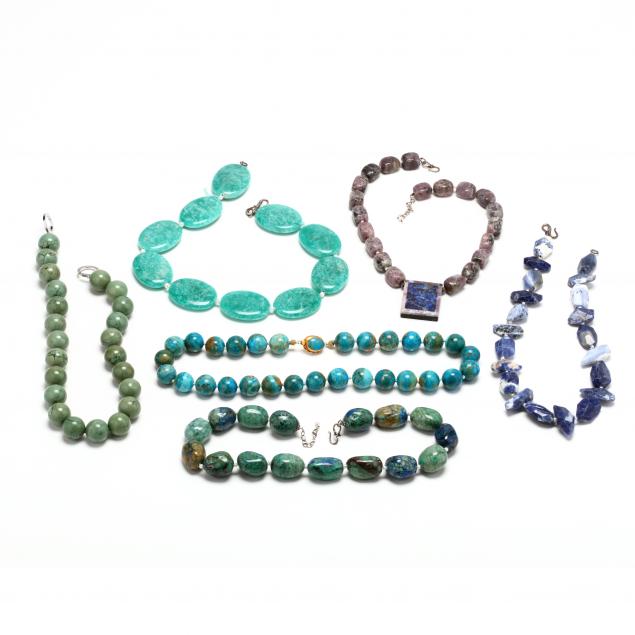 group-of-six-gemstone-beaded-necklaces