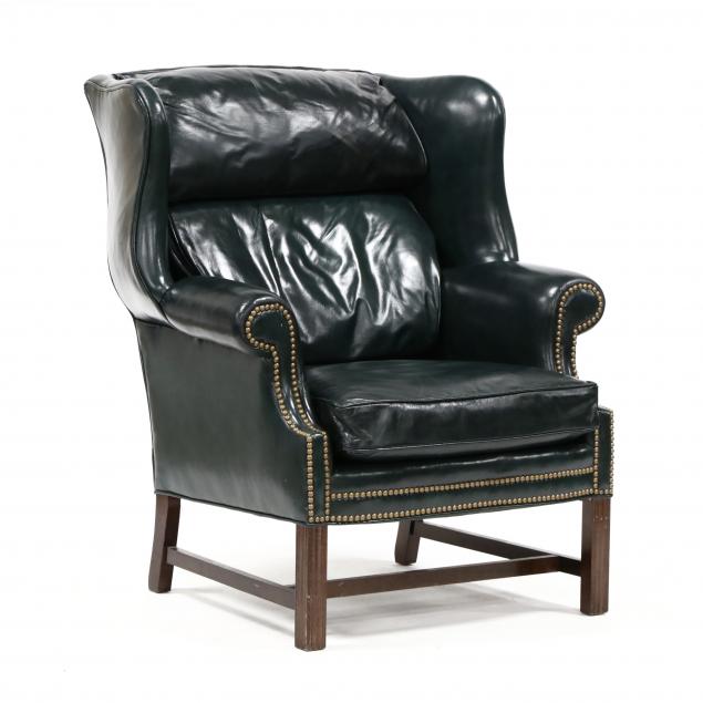 i-the-brighton-collection-i-chippendale-style-leather-upholstered-wing-back-chair