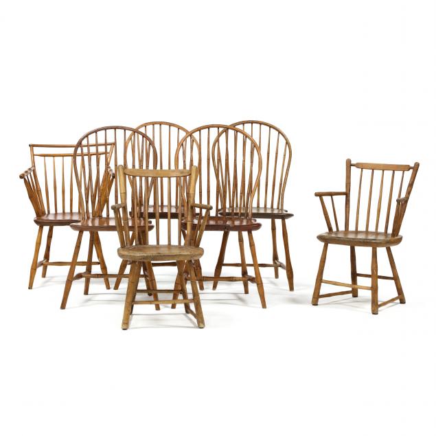 seven-antique-new-england-windsor-chairs