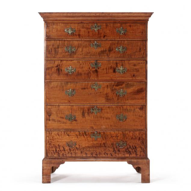new-england-chippendale-tiger-maple-semi-tall-chest-of-drawers