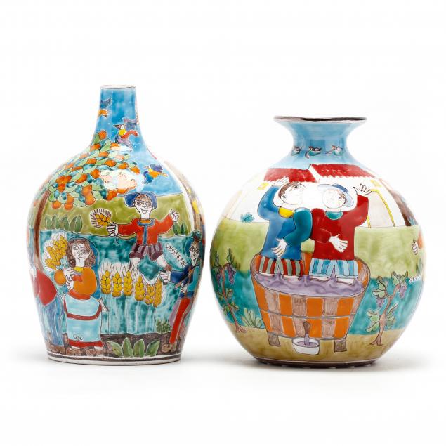 desimone-two-large-art-pottery-figural-vases