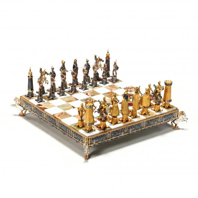 giuseppe-vasari-italian-1934-2005-gilt-metal-crusades-themed-chess-set-and-board