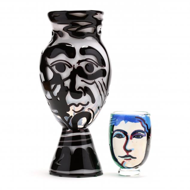 william-bernstein-nc-two-portrait-glass-vases