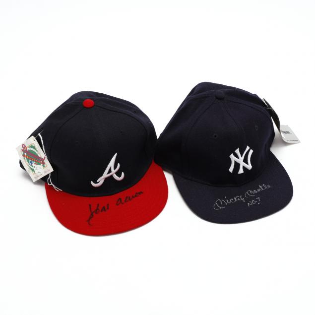 hank-aaron-and-mickey-mantle-autographed-caps