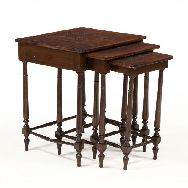 south-american-embossed-leather-nesting-tables