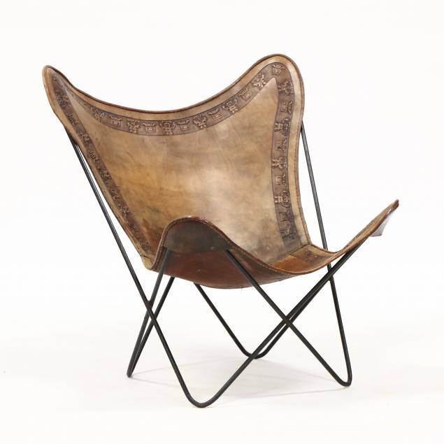 south-american-embossed-leather-sling-chair