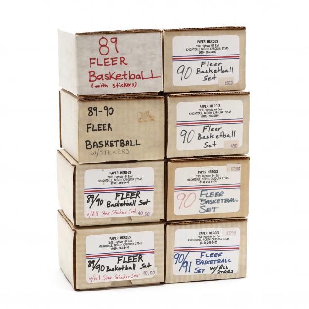 eight-fleer-1989-90-91-basketball-card-boxed-sets-with-stickers