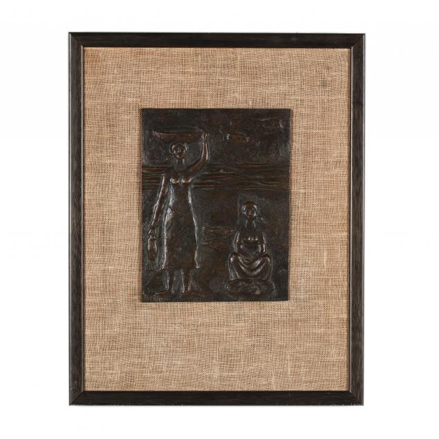 framed-mid-century-bronze-plaque