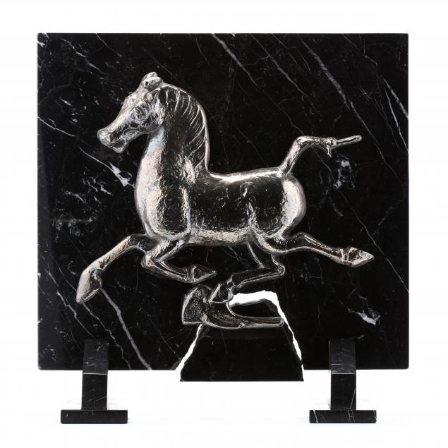 an-elizabeth-ii-modernist-silver-horse-plaque
