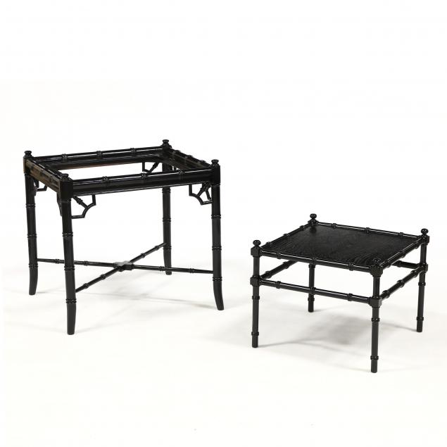 two-black-lacquer-faux-bamboo-side-tables