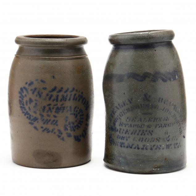 two-antique-signed-stoneware-jars
