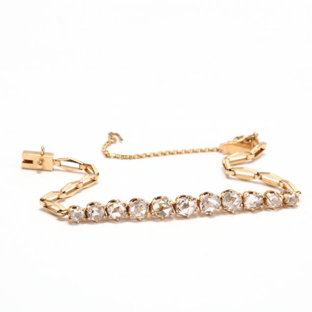 high-karat-gold-and-rose-cut-diamond-bracelet