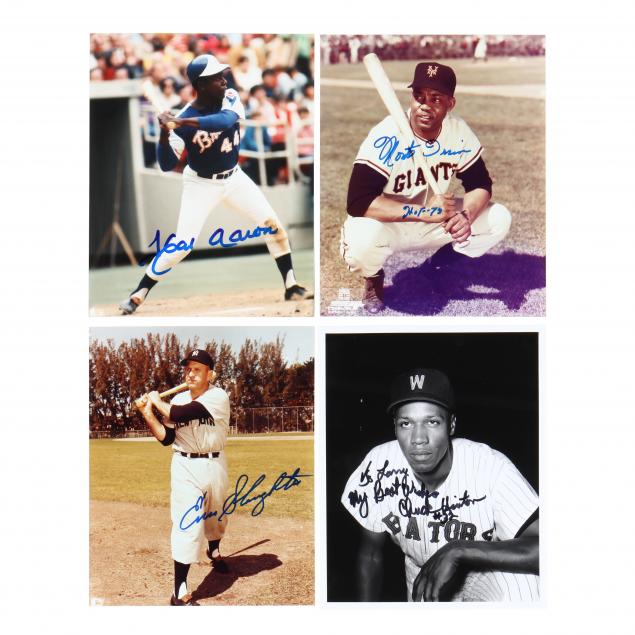 hank-aaron-monte-irvin-enos-slaughter-and-chuck-hinton-signed-photographs