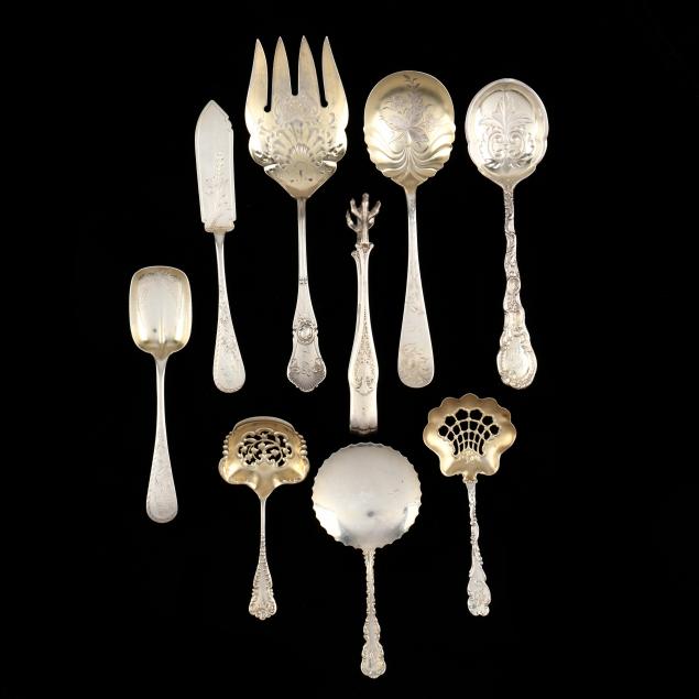 nine-antique-sterling-silver-servers