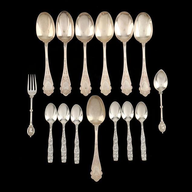 a-group-of-antique-sterling-silver-flatware