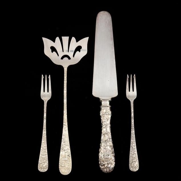 four-stieff-rose-sterling-silver-flatware-items