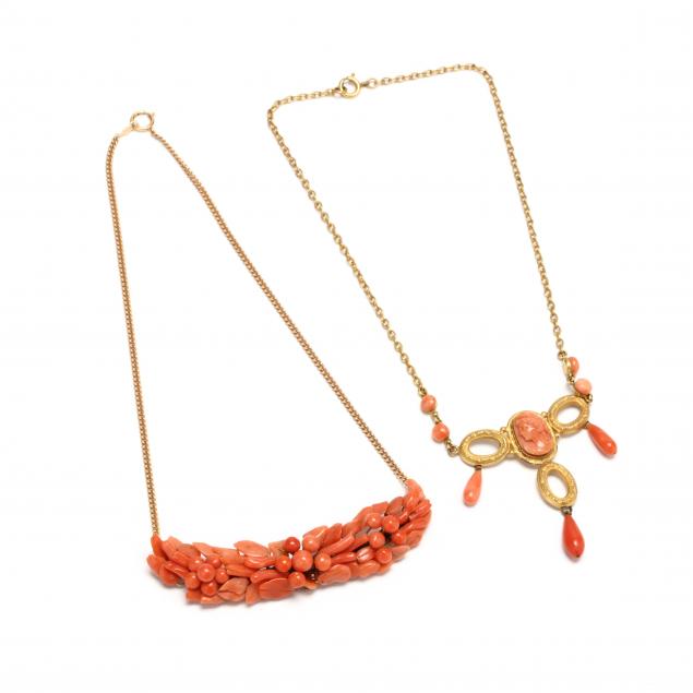 two-coral-necklaces
