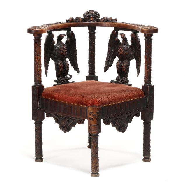 georgian-irish-eagle-carved-mahogany-corner-chair