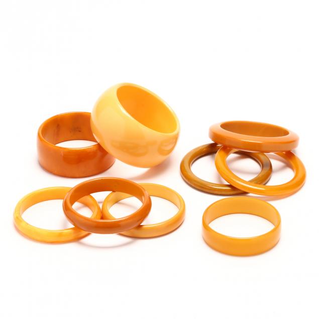 nine-tan-bakelite-bangles