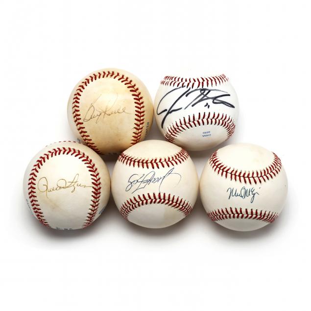 five-unidentified-autographed-official-baseballs