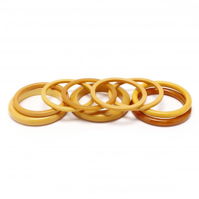 nine-tan-bakelite-bangles