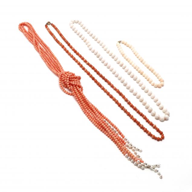 four-coral-bead-necklaces