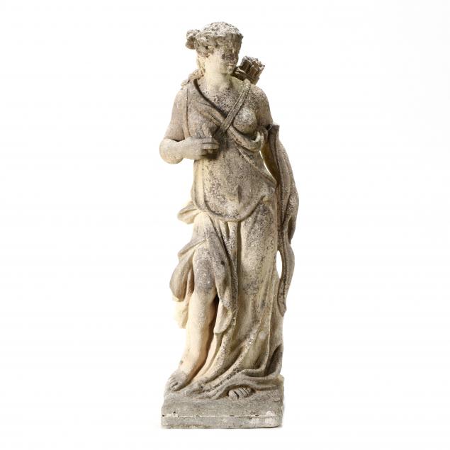 cast-stone-garden-statue-of-a-woman-with-bow-and-arrows