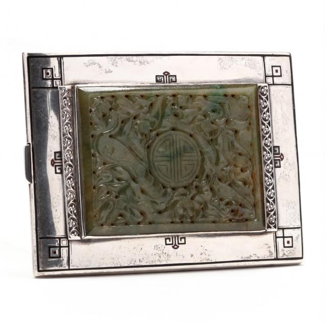 an-art-deco-enameled-sterling-silver-cigarette-case-with-jadeite-plaque