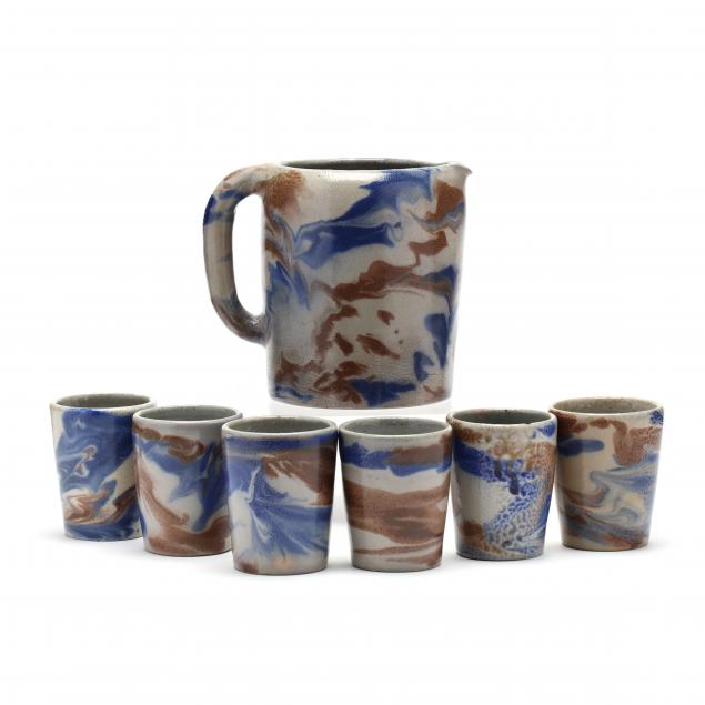 nc-pottery-set-c-r-auman-pottery-c-b-masten-glaze-lemonade-set