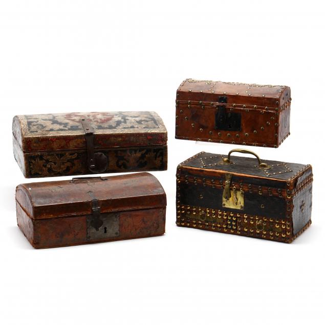 a-group-of-four-antique-document-boxes