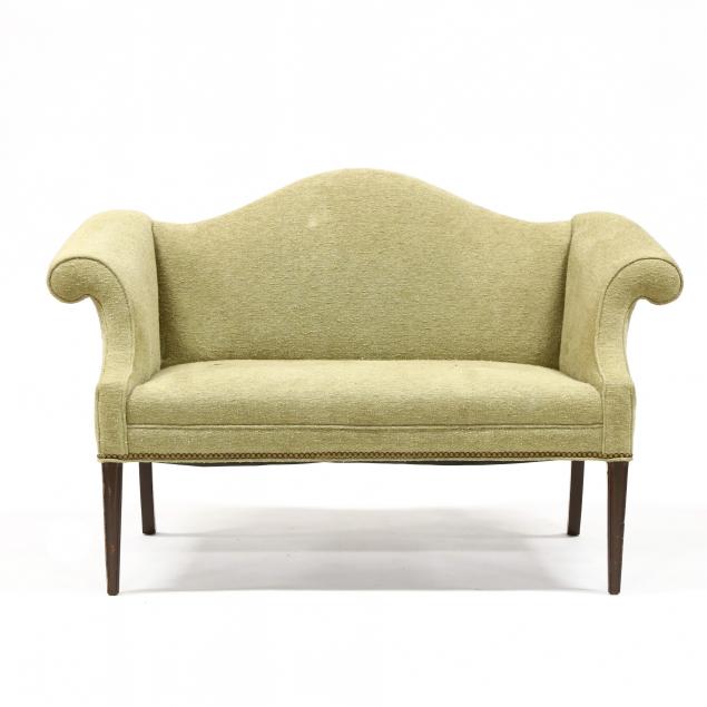 hepplewhite-style-upholstered-camelback-settee