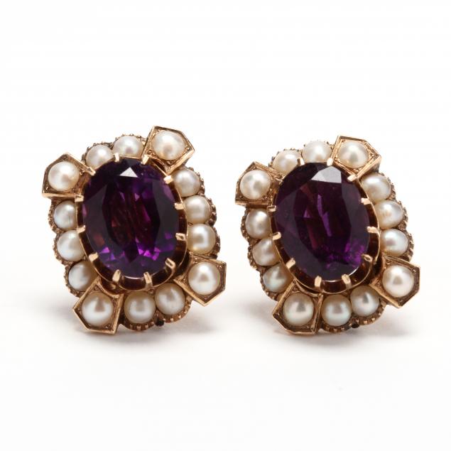 vintage-gold-amethyst-and-pearl-earrings