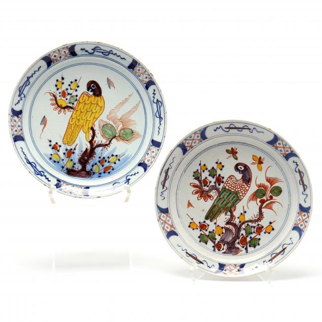 two-similar-dutch-delft-polychrome-plates