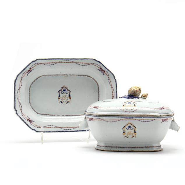 a-chinese-export-porcelain-covered-armorial-tureen-and-under-plate