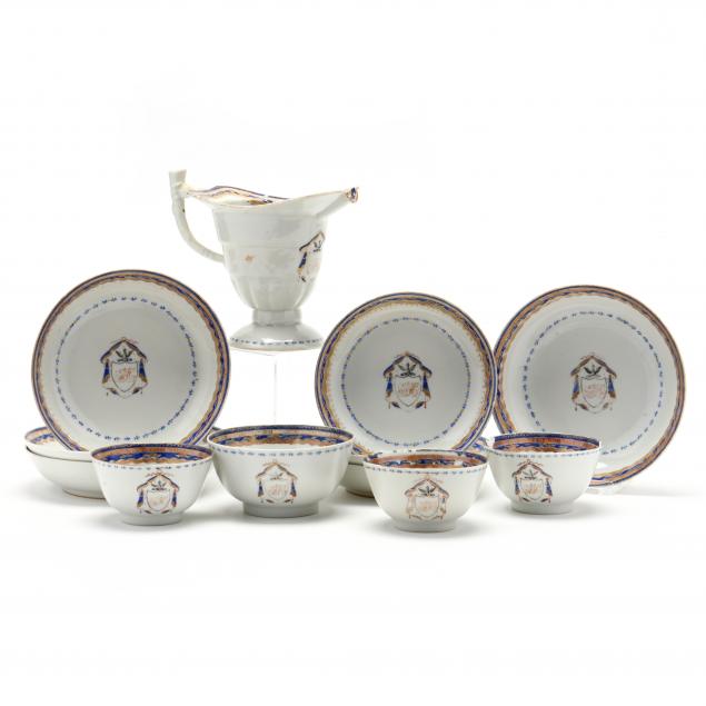 eleven-pieces-of-chinese-export-porcelain-armorial-tableware