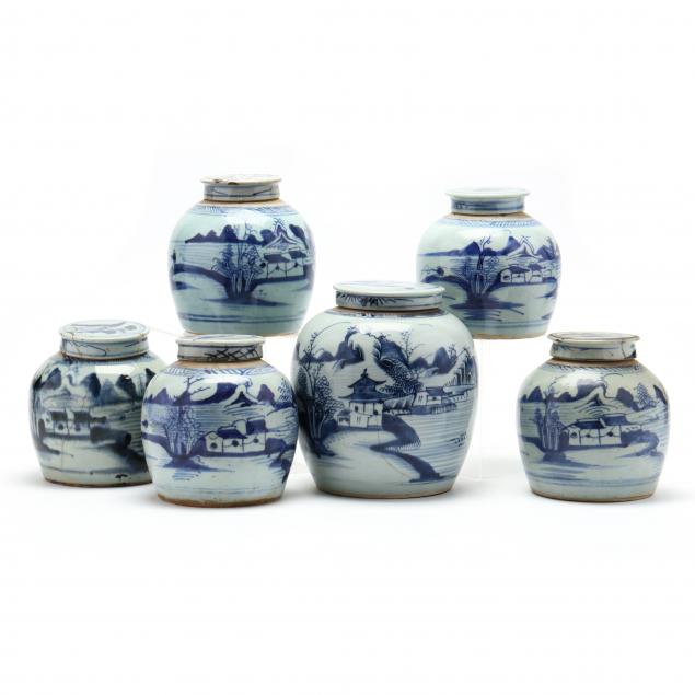 six-chinese-blue-and-white-ginger-jars-with-covers