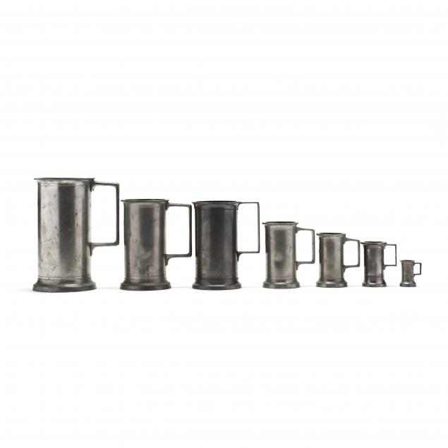 a-graduated-set-of-seven-antique-pewter-tankards